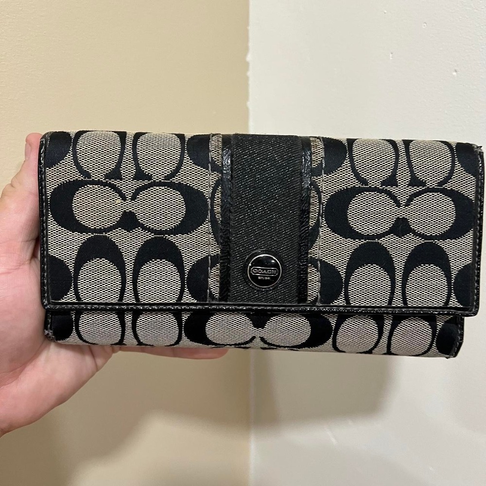 Y2K 2000s Coach Signature C Monogram Tri Fold Wallet / Clutch